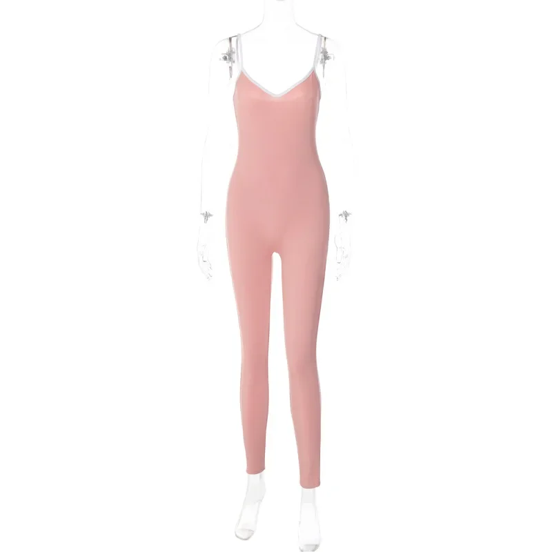 New Women Sleeveless Suspender Jumpsuit Sexy Tight Backless Solid Color Jumpsuit Yoga Fitness Leisure Sports Breathable Leggings