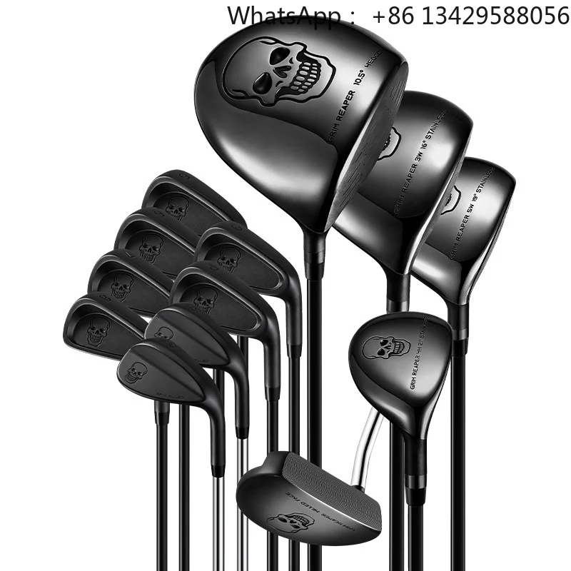 PGM Night Shadow Professional Men's Golf Club Set Skull Reaper Series High Rebound Titanium Driver 40T Graphite & Steel Shaft