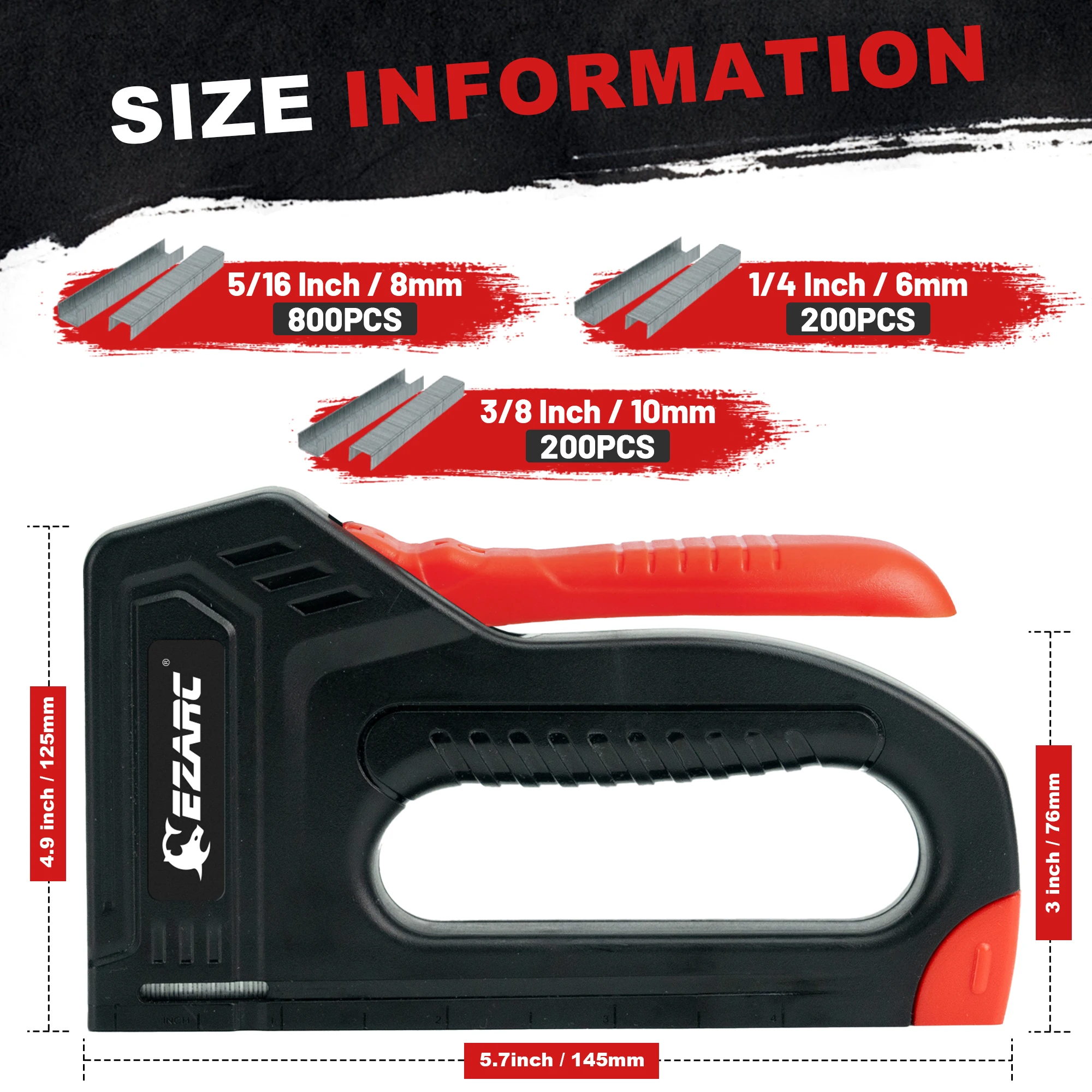 Imagem -02 - Ezarc-pistola de Grampos Ligeiros com 1200 Grampos Manual para Estofos para Trabalhar Madeira Artesanato Bricolage Uso Doméstico mm mm 10 mm