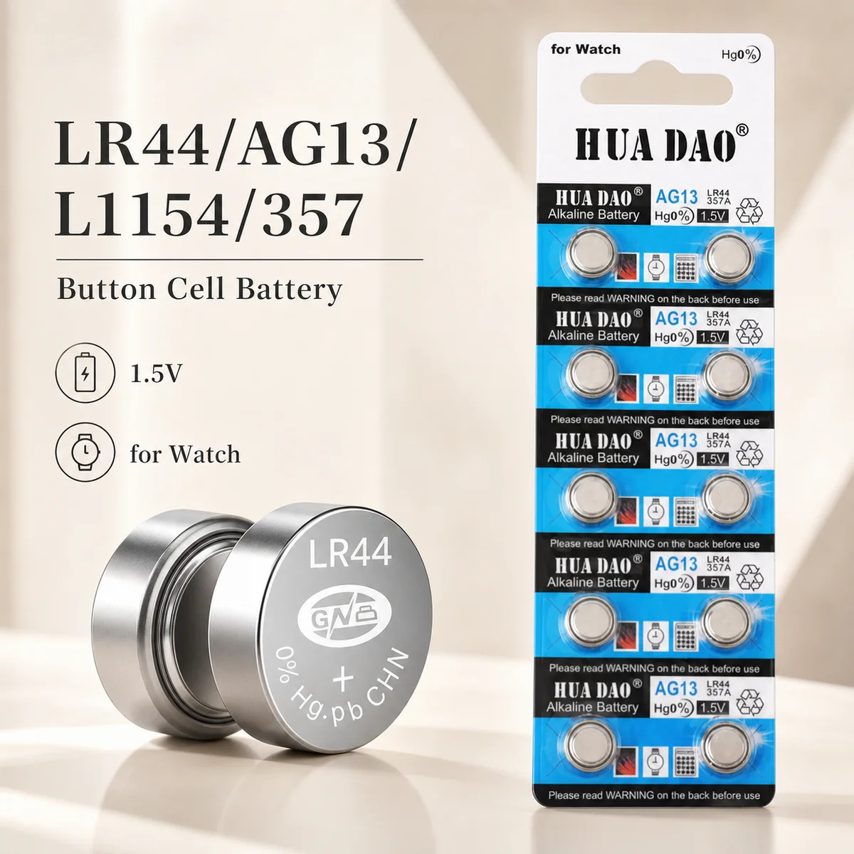 Replacement Button Cell Battery AG13 LR44 A76 357A LR1154 SR1154 SR44 GP76 For Watch Car Key Remote Control Electric Toy