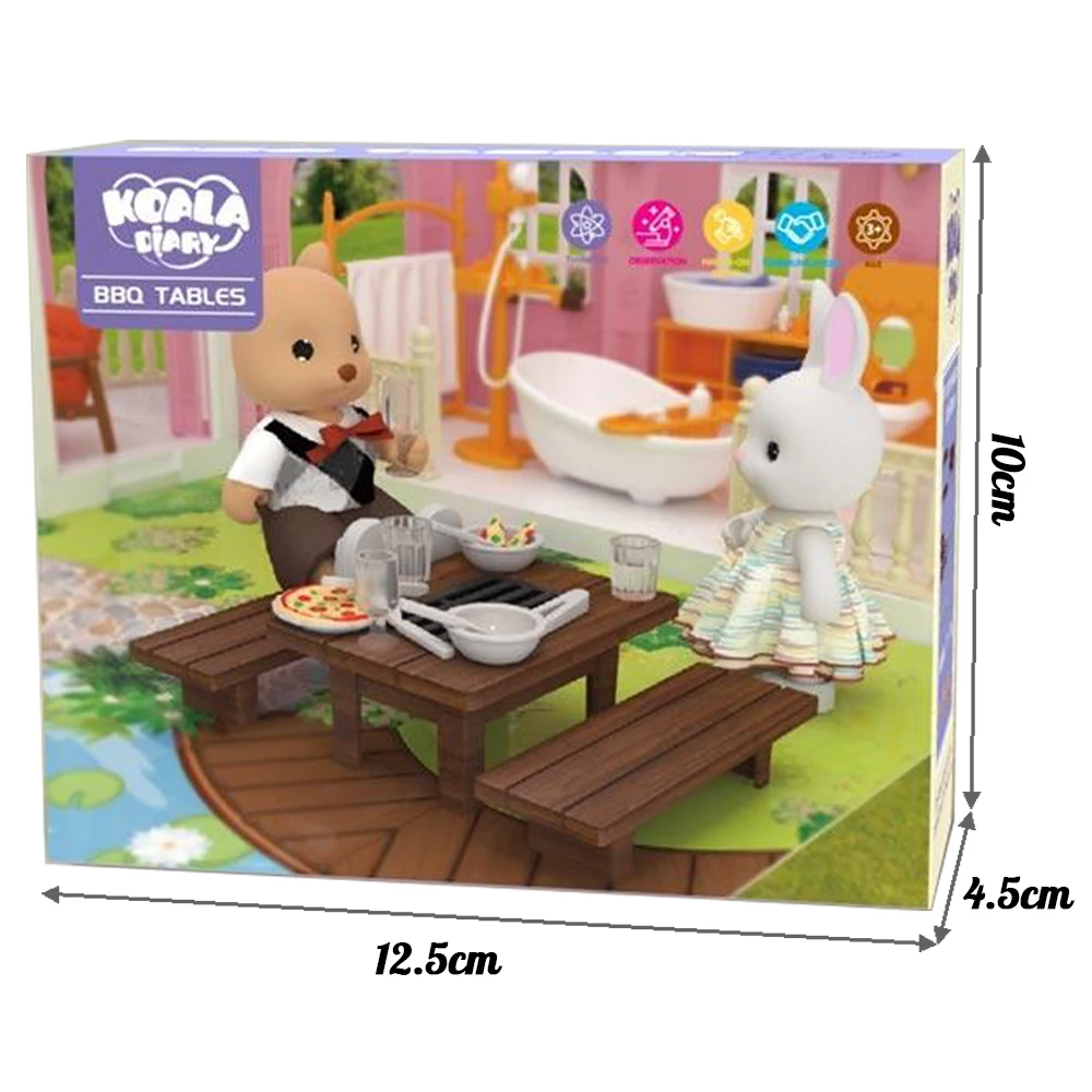 Puppenhaus Grill Miniatur möbel im Maßstab 1: 12 Picknick-Set im Freien so tun, als ob Kaninchen Ente Familie Essen Küche Spielzeug Mädchen Geburtstags geschenk
