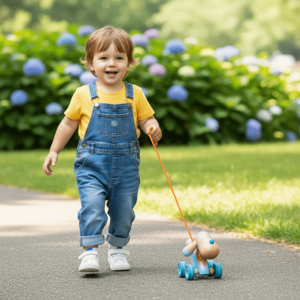 Colorful Design Wooden Pull Along Motor Skills Development Easy To Use Pull Along Toddler Wooden Material Enhance Balance