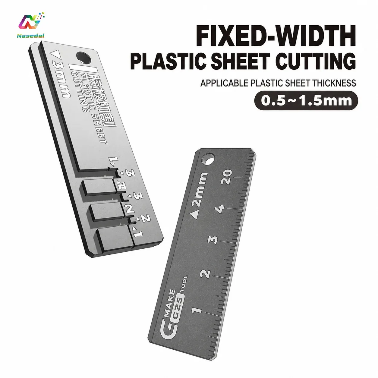 GZS Gmake Fixed-width Plastic Sheet Cutting Assembly Hobby Tools for 0.5~1.5mm ABS Plastic Board Uniform Cutter 20mm Scale Ruler