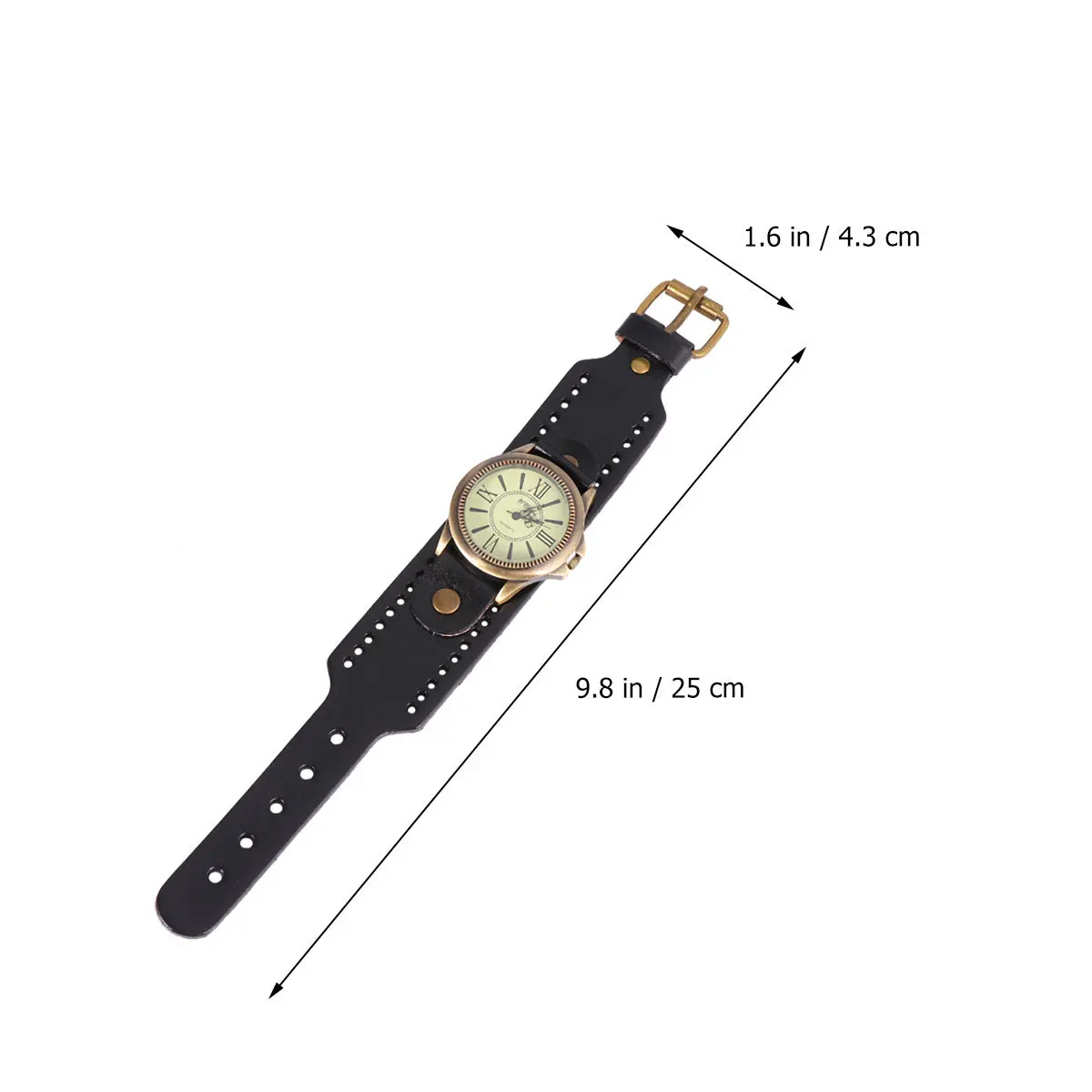 جلد البقر الأصلي الأسود الأرقام الرومانية كوارتز ساعة اليد للنساء نمط سوار حزام الموضة عادية