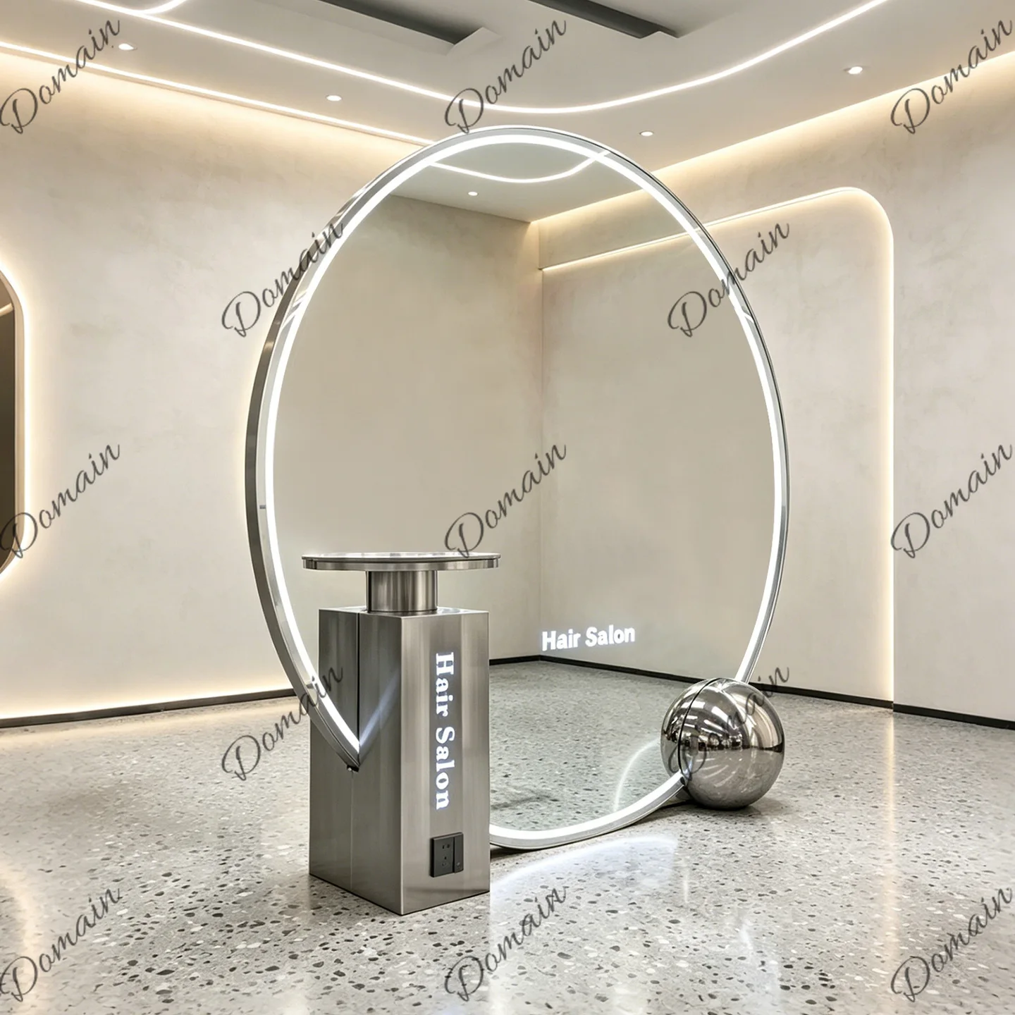 Barber shop with lamp mirror stainless steel haircut floor hairdressing haircut mirror hair salon special perm and dyeing