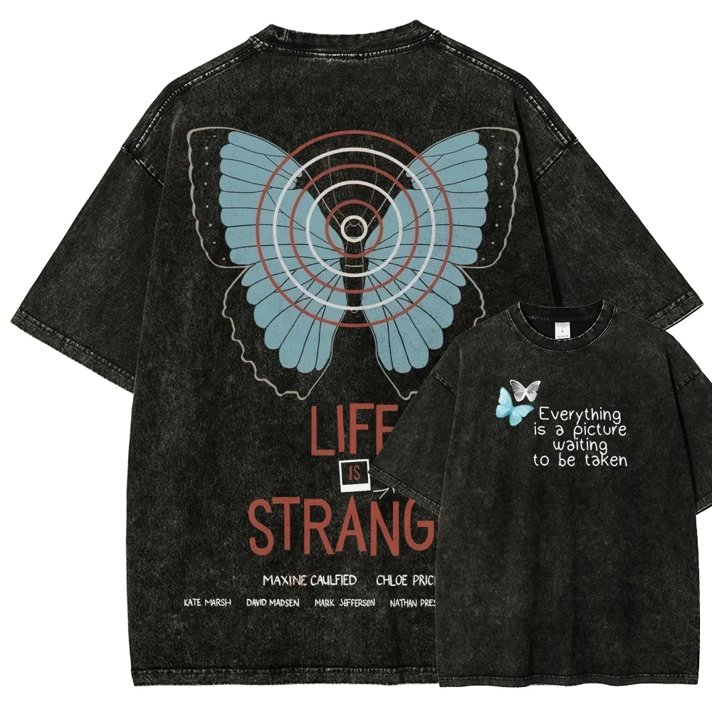 

Футболка унисекс оверсайз из винтажного выстиранного хлопка с графическим принтом по мотивам игры из серии приключенческих игр Life Is Strange