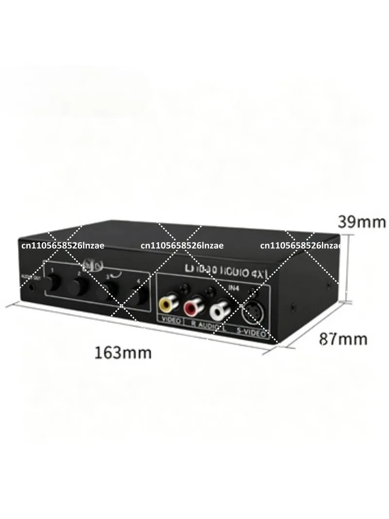 4x1 S-Video + AV Switcher 4 In 1 Out Video 720P with 3.5mm Audio Output Metal Case