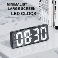 LED Mirror Alarm Clock Voice Control Snooze Digital Display Temperature Mute Time Desktop Electronic Table Clocks Dual Alarms