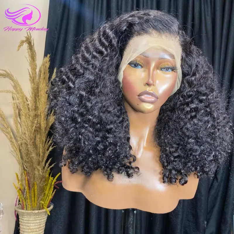 Bob Lace Wig Black Curly For Women Deep Curly Wave Human Hair Wig 100% Remy Natural Hair Short Bob 13x4 Lace Frontal Closure Wig