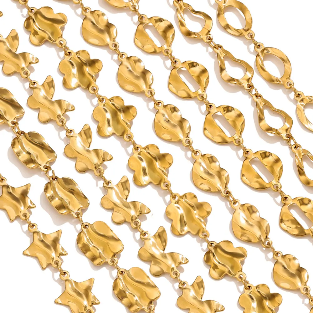1 meter stainless steel chains for Jewelry Making Golden Heart Butterfly Design Link Chain DIY women necklace bracelet Wholesale image 2