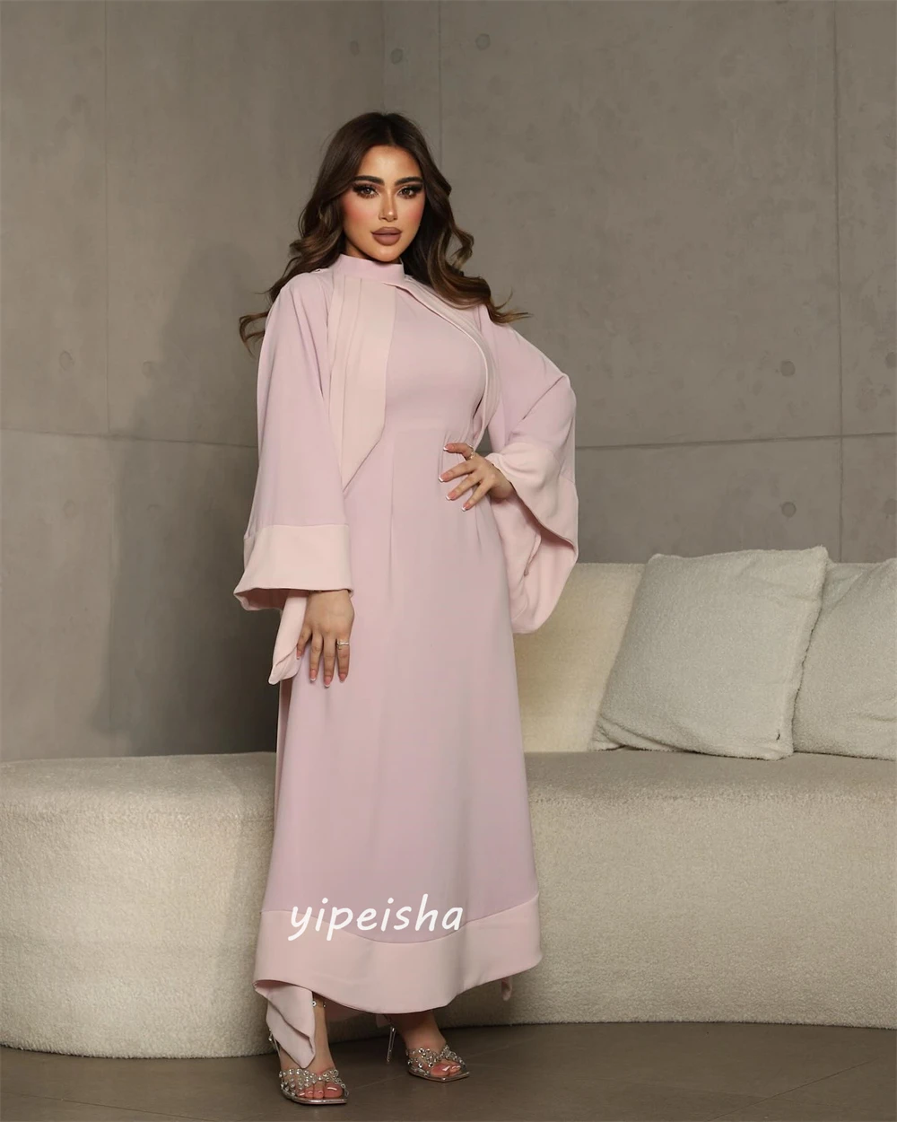 Jiayigong-Robe de Soirée Personnalisée en Mousseline de Soie, Tenue Classique, Style Moderne, Col Haut, Ligne A, Plissée, sur Mesure, pour Occasions Formelles