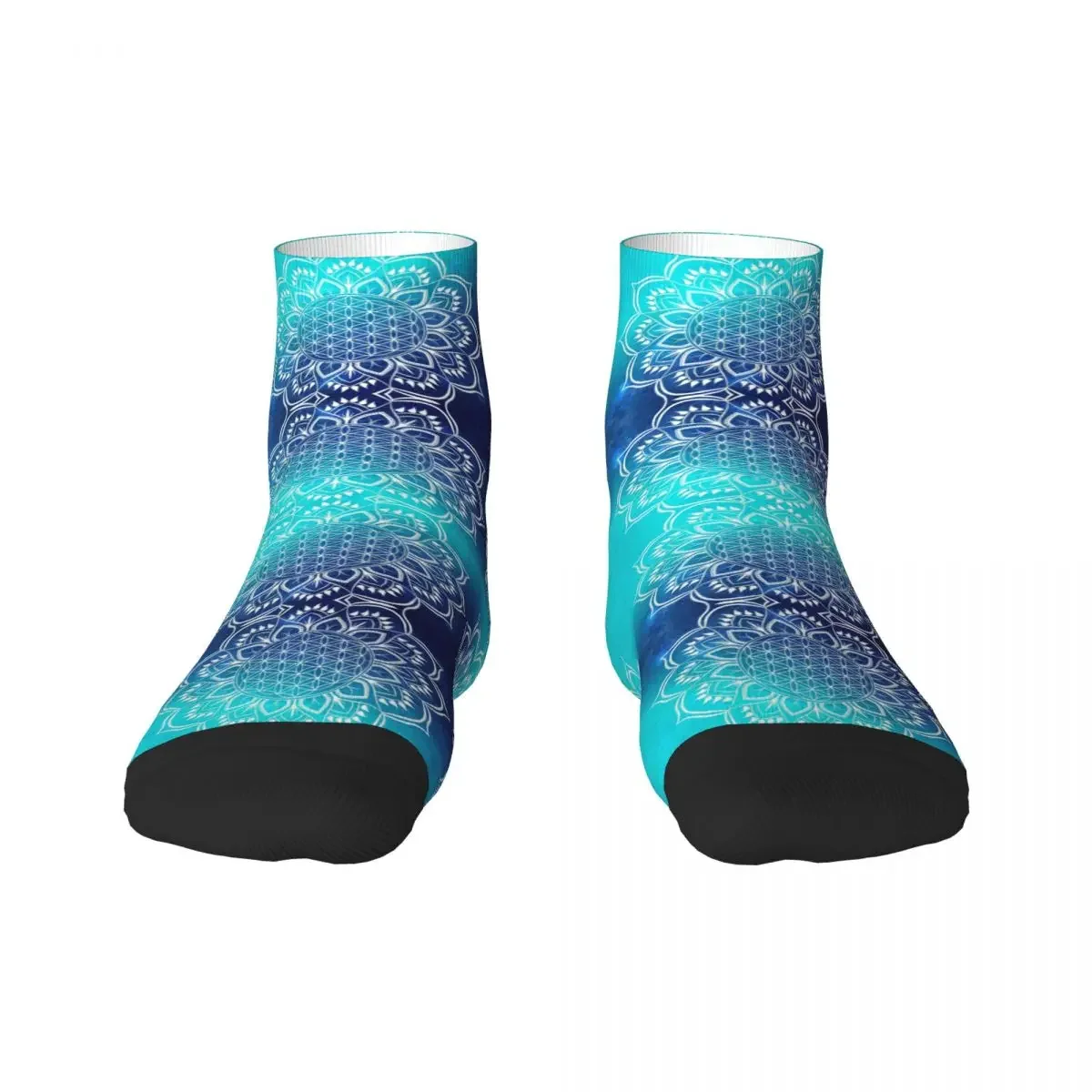 Flower Of Life Mandala Blue Mens Crew Socks Unisex Cute 3D Printed Dress 