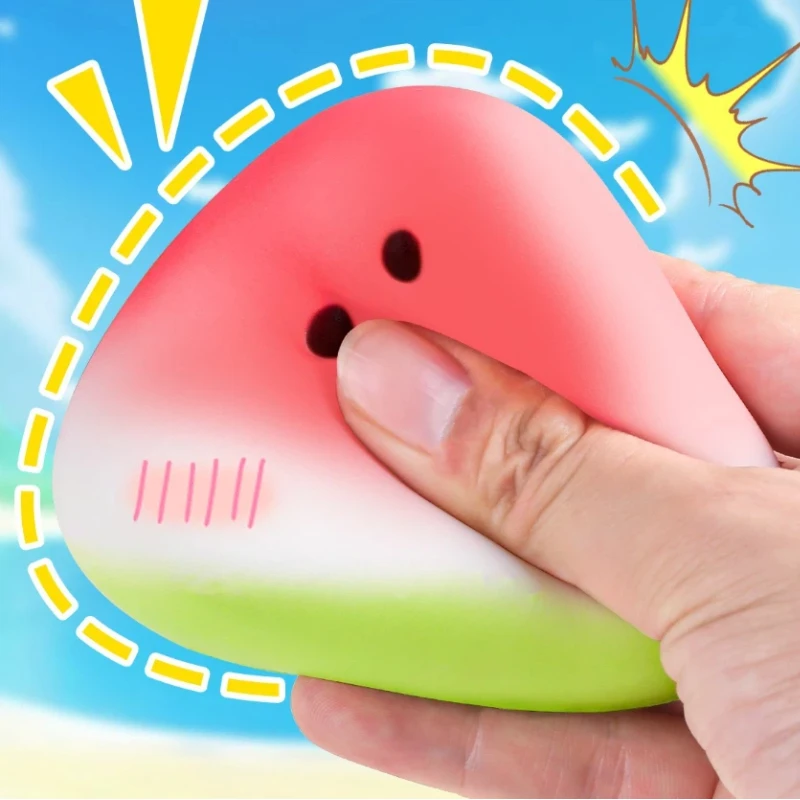 

New Summer Watermelon Pinch Music Slow Rebound Wet Soft High Appearance Reduced Stress Ventilatory Toy Stall Birthday Gift