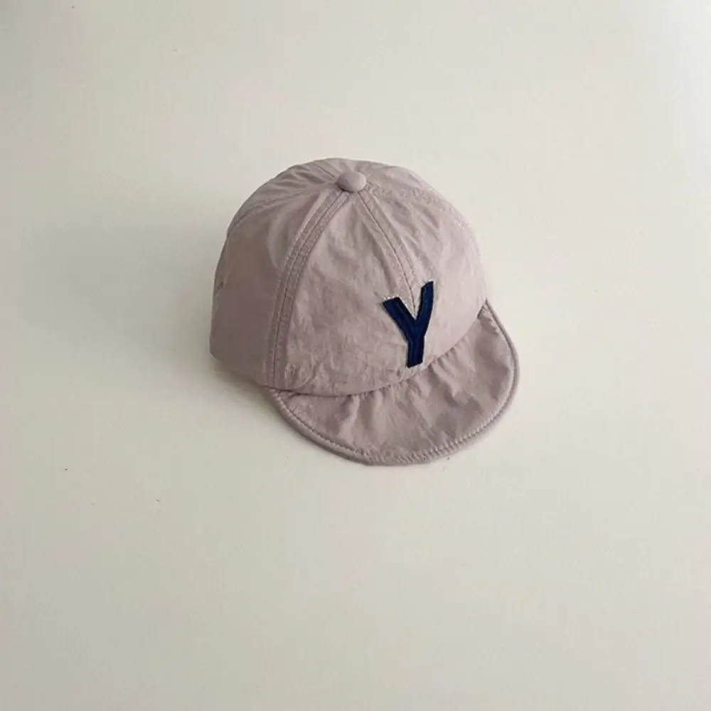 

Корейская летняя бейсболка с надписью, быстросохнущая, дышащая, детская кепка с козырьком, тонкая, для улицы, солнцезащитная, для малышей 0-3 лет