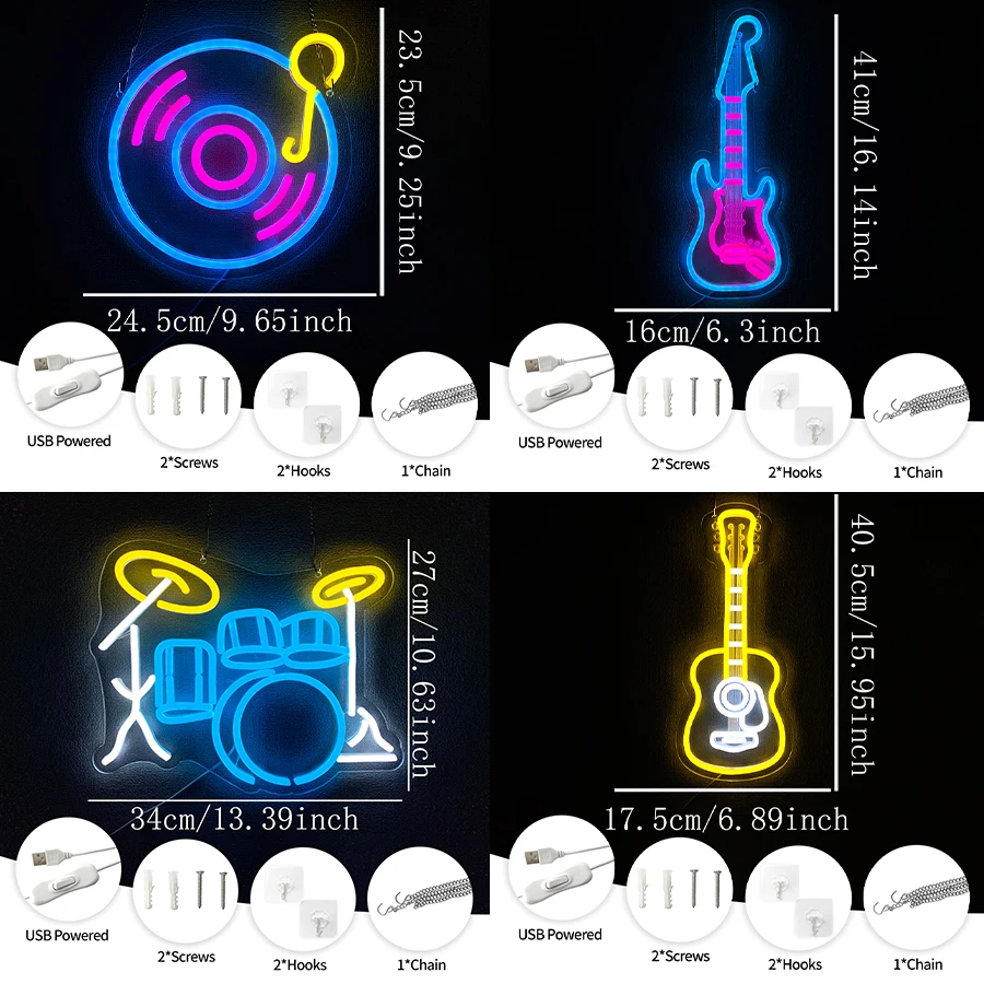 Music Series Neon Sign For Wal - Embroidery Studio review and price