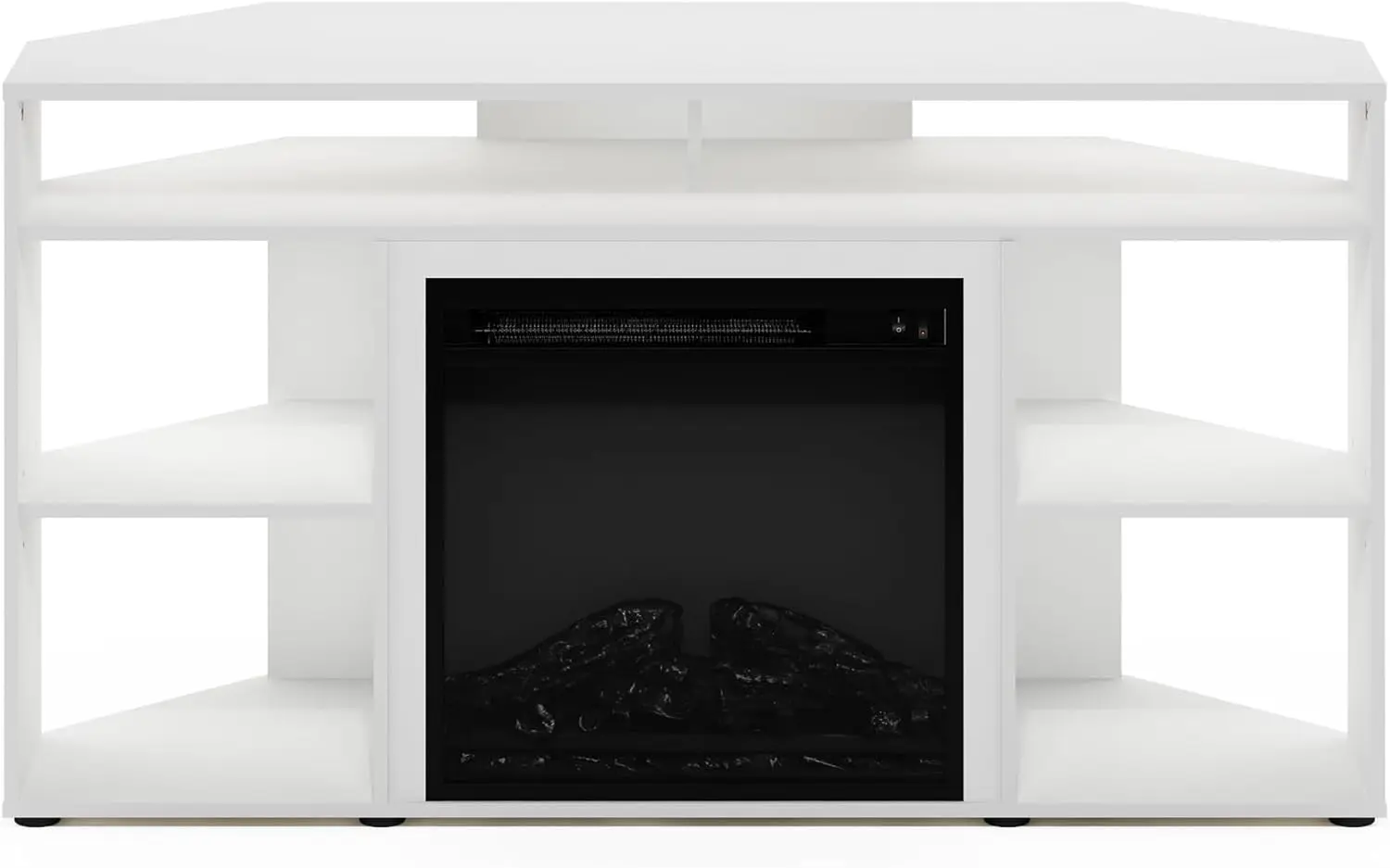 Jensen Corner Stand With Fireplace For Tv Up To 55 Inches, 55-Inch, Solid White