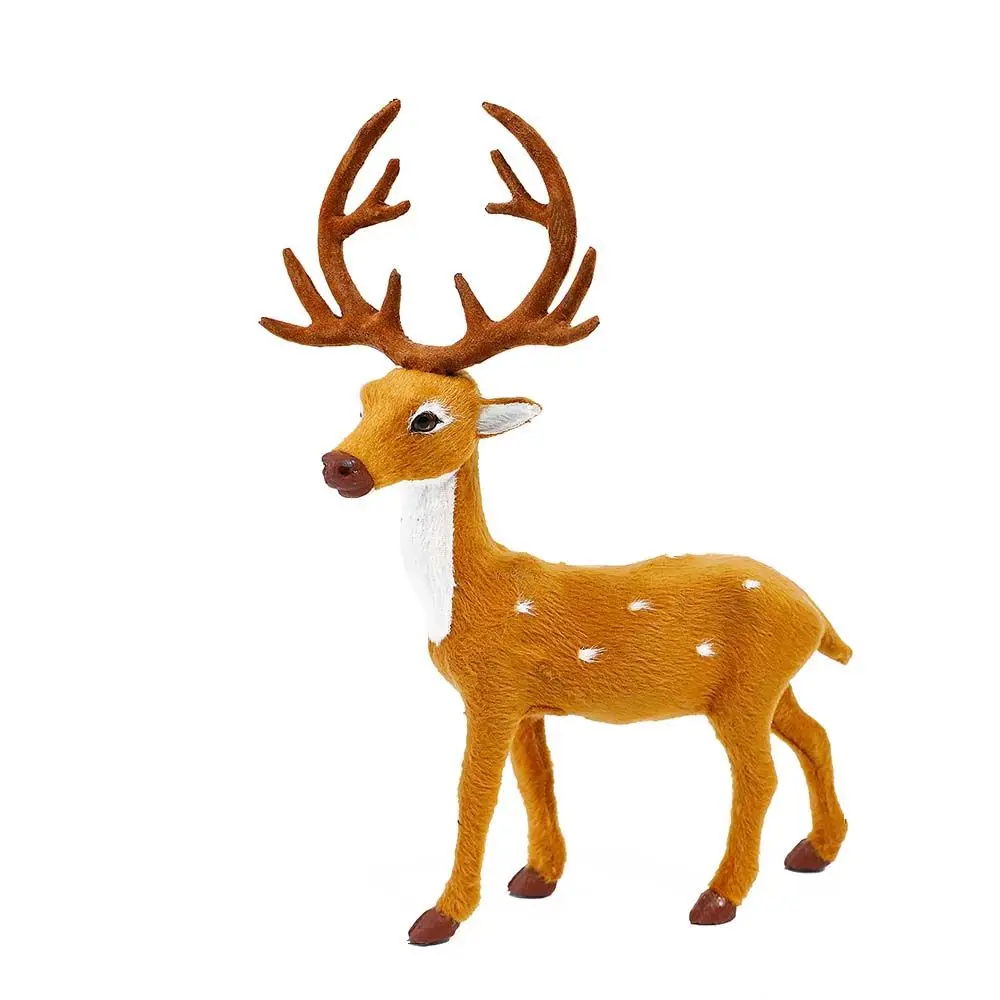 

Handmade Cute Xmas Elk Plush Desktop Model Miniature Figurine Simulation Deer Reindeer Ornament Christmas Decoration