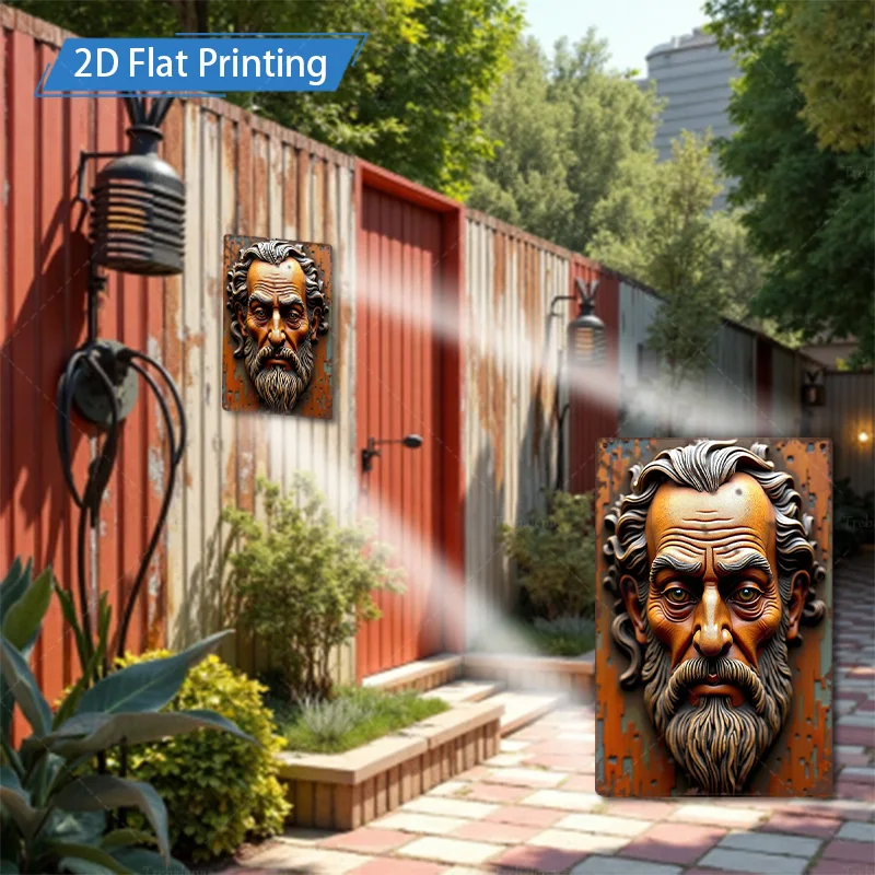 1 ชิ้น 8x12 นิ้วป้ายโลหะสไตล์วินเทจผู้ชายเคราโลหะศิลปะบนกำแพงสำหรับตกแต่งบ้านชนบท