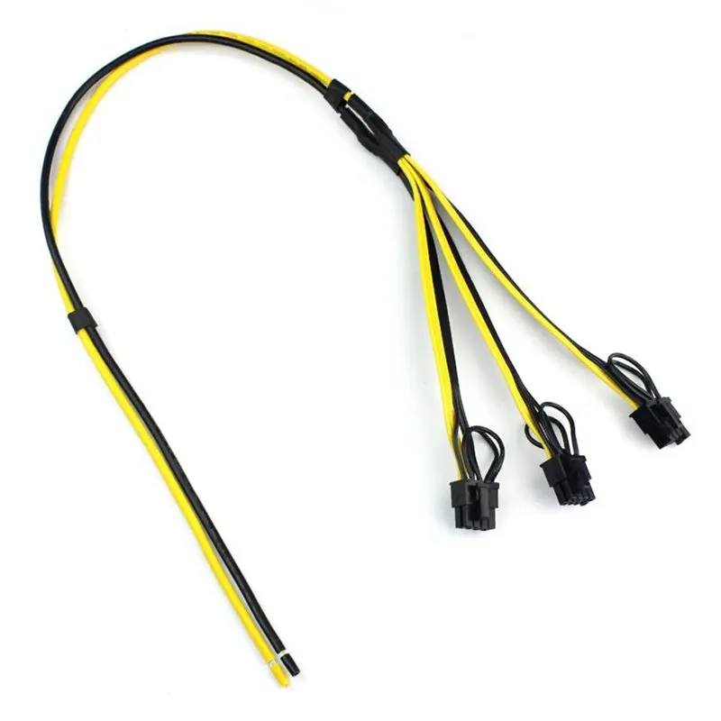 For Miner Mining BTC Compatible Power Supply Cable 6+ 2 Pin Card Line 1 To 3 Adapter Cable 6Pin+ 2Pin Splitter Wire 12AWG+ 18AWG