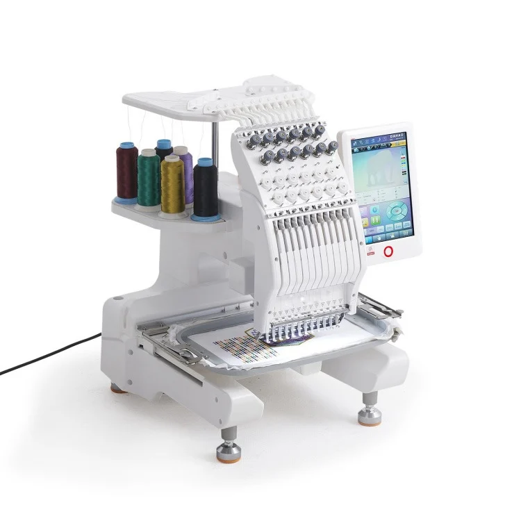 High Speed 12 Needles Computerized Embroidery Machine Multi Language Touch Screen Hat Logo T Shirt Flat Embroidery Machine