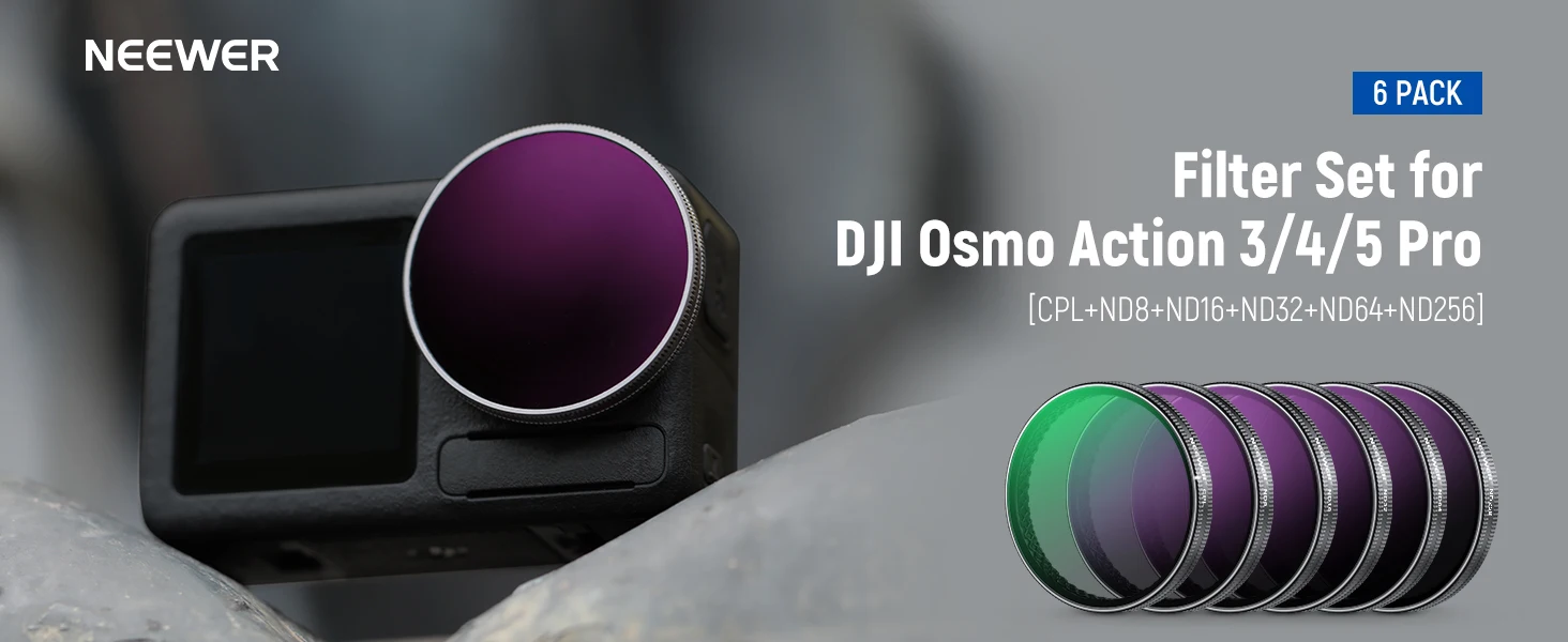 NEEWER ND/PL-Filterset, kompatibel mit DJI Osmo Action 3/4/5 Pro, polarisierendes Action-Kamera-Zubehör mit neutraler Dichte – Detail 1