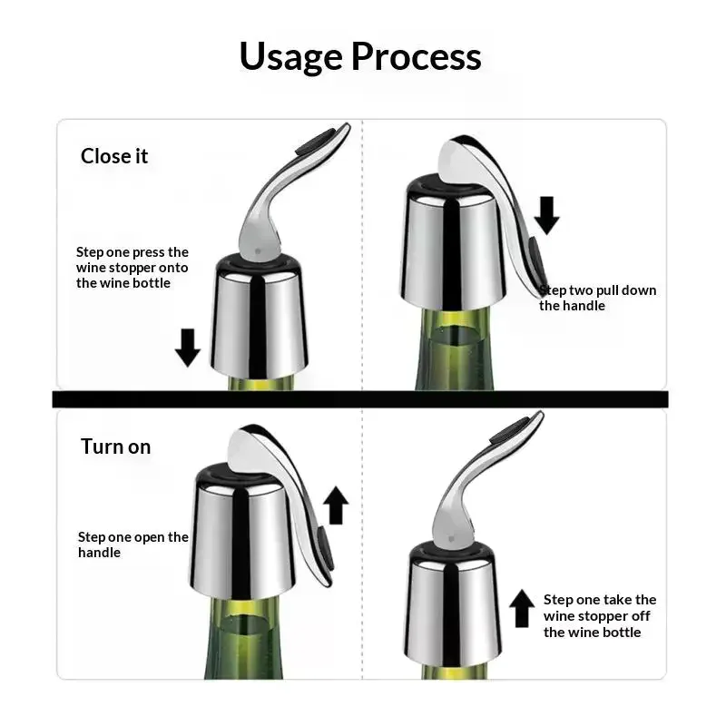 Wine Bottle Stopper Stainless Steel Wine Bottle Plug With Silicone Reusable Vacuum Sealer Bottle Plug Retain Wine Freshnes