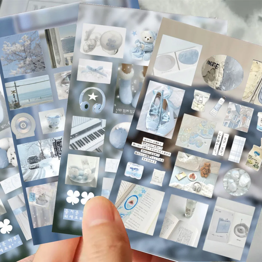 8 Pieces Blue Series Stickers - Fresh Decorative Decals for Handbooks, Phone Cases & Notebooks RecordingYourLife Store