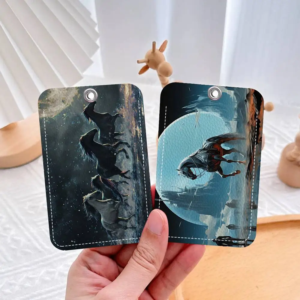 شعبية بسيطة الحيوانات الحصان الحظ مكتب التموين الرجال والنساء بطاقة الائتمان Keyrings بطاقة الطالب حامل بطاقة الهوية بطاقة الاعتماد #4