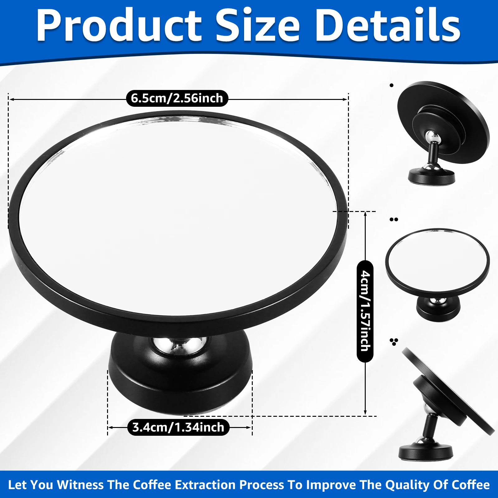Coffee Extraction Observation Mirror Magnetic Metal Coffee Extraction Reflective Mirror Coffee Machine Observation Tool for Café