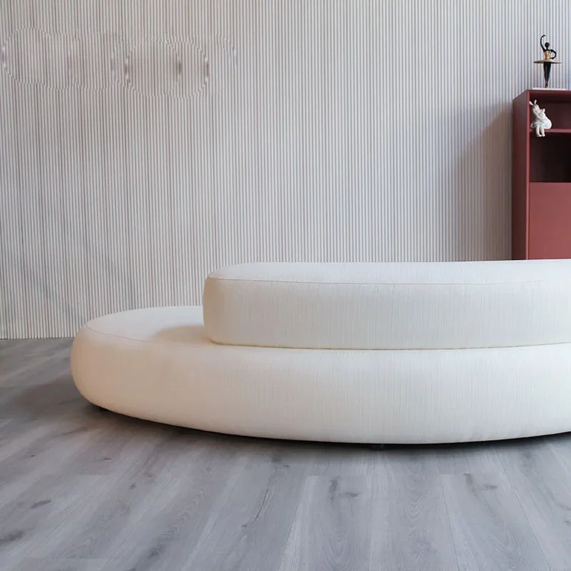 #Stylish High Quality White Velvet Sofa Italian Villa Sofa Modern Minimalist Living Room Curved Sofa
