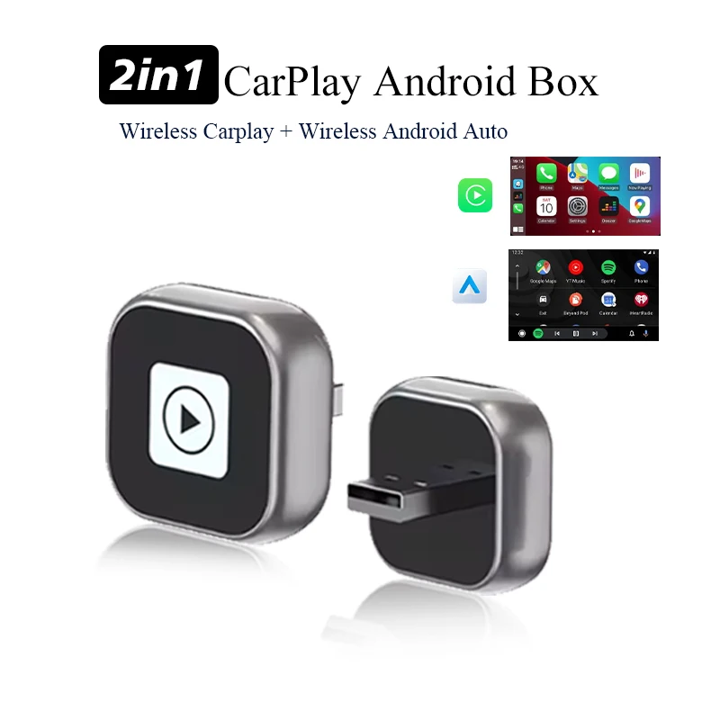 

Беспроводной адаптер Carplay Android Auto 2 в 1, умный мини-бокс, Plug and Play, Wi-Fi, Bluetooth, автоматическое подключение для Toyota, VW, Peugeot, MAZDA, FORD