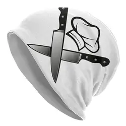 Custom Funny Cooking Skull Knife Chef Bonnet Hat Knitting Hats Men Women Fashion Unisex Adult Winter Warm Beanies Cap