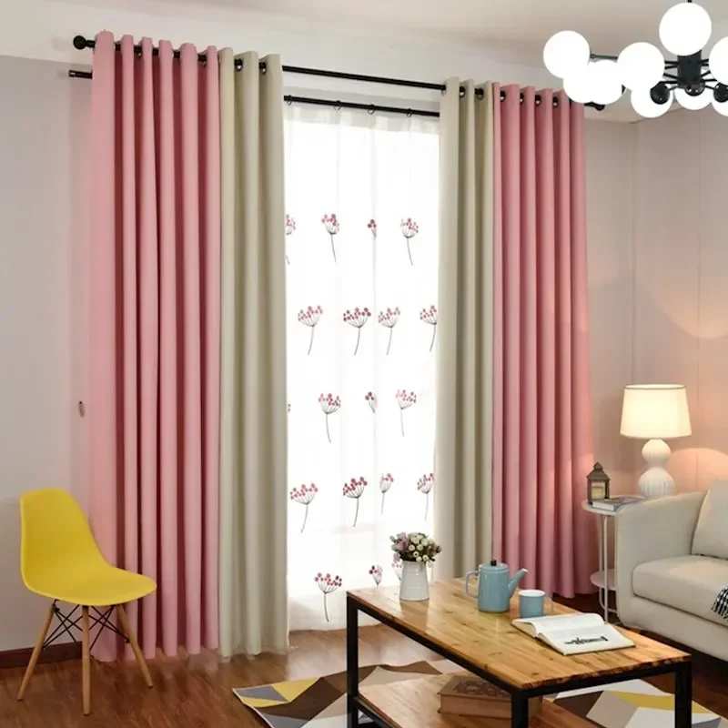 Modern Curtains for Living Room Blackout Curtains Pink/green/blue/purple Bedroom Finished Drapes for Window Treatment Tulle