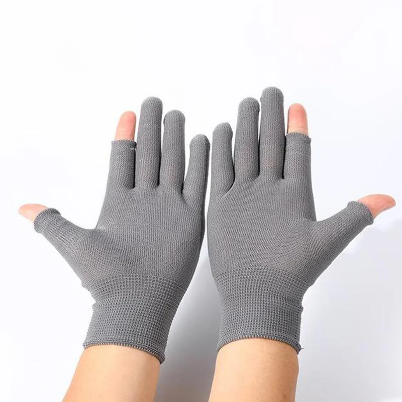 Gants en nylon à deux doigts et cinq doigts pour femmes, gants de travail protecteurs