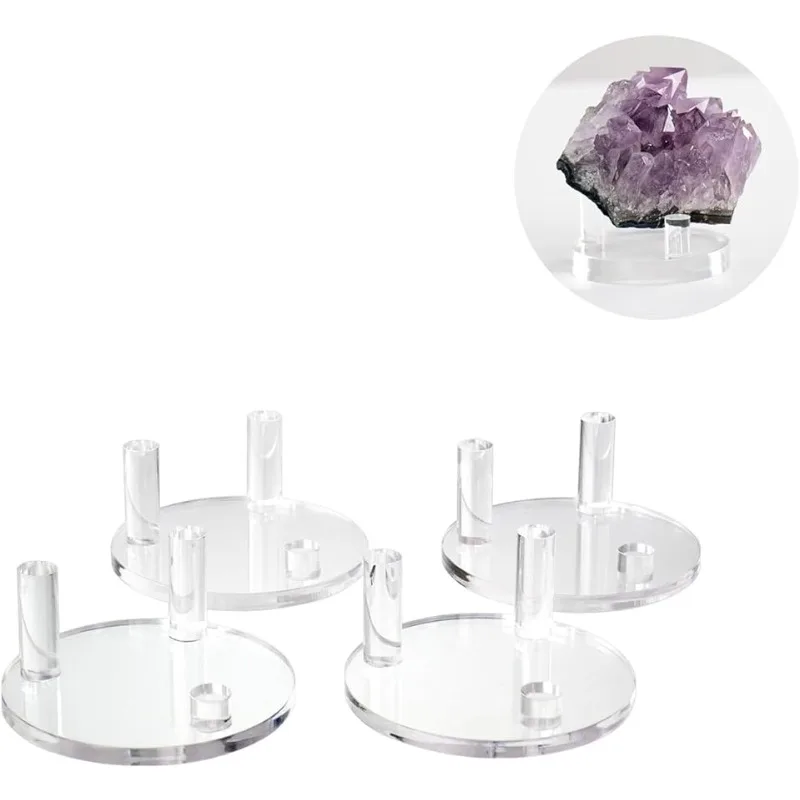 

Clear Acrylic Rocks Display Stand, Three-Peg Round Acrylic Display Easels Holders for Gemstone Agate Slices Crystals