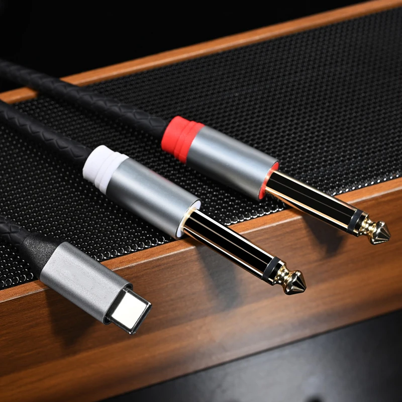 Тип-C на двойной моно аудиокабель 6,5 мм TS, высококачественный звуковой выход, прочная конструкция для энтузиастов аудио