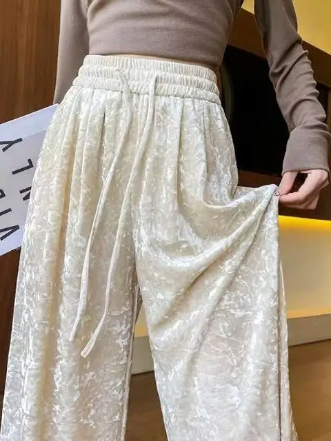 

Брюки женские вельветовые с высокой талией, широкие, свободные, повседневные, облегающие, комфортные, новинка 2025 года