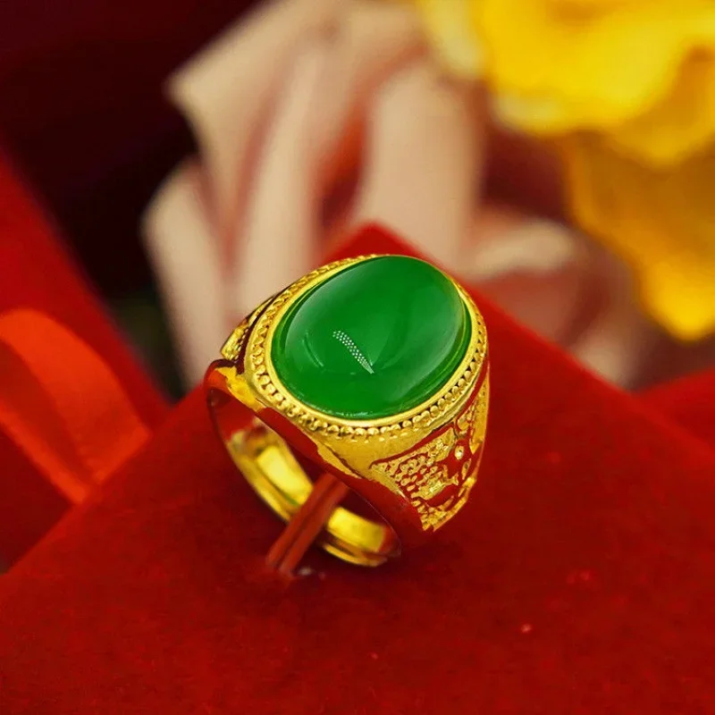 Gold shop with 999 24k real gold ring set agate brave lucky gold ring adjustable opening