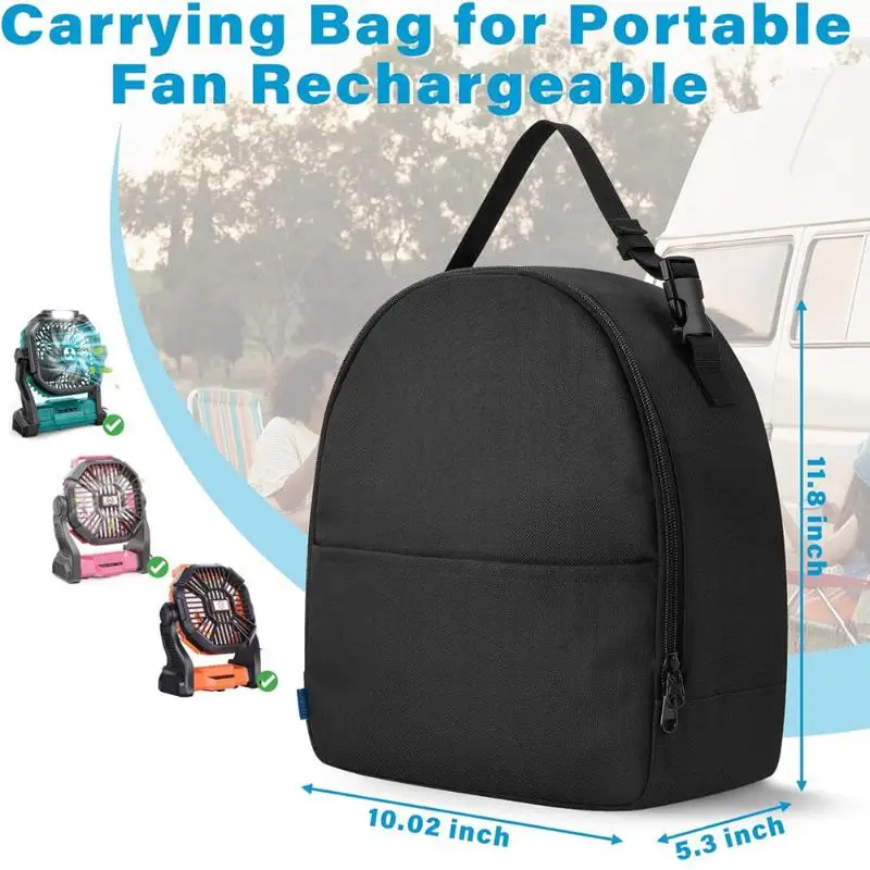 Bolsa de herramientas pequeña, estuche de almacenamiento con ventilador de refrigeración anticaída, funda protectora electrónica, bolsa con cremallera y mango ajustable para herramientas