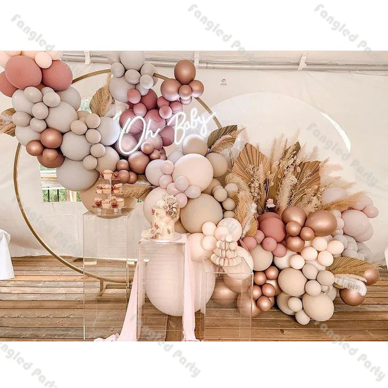 61/122/147pcs Doubled Cream Peach Apricot Balloon Garland Rose Gold Baby Shower Balloons Arch Birthday Party Wedding Decoration