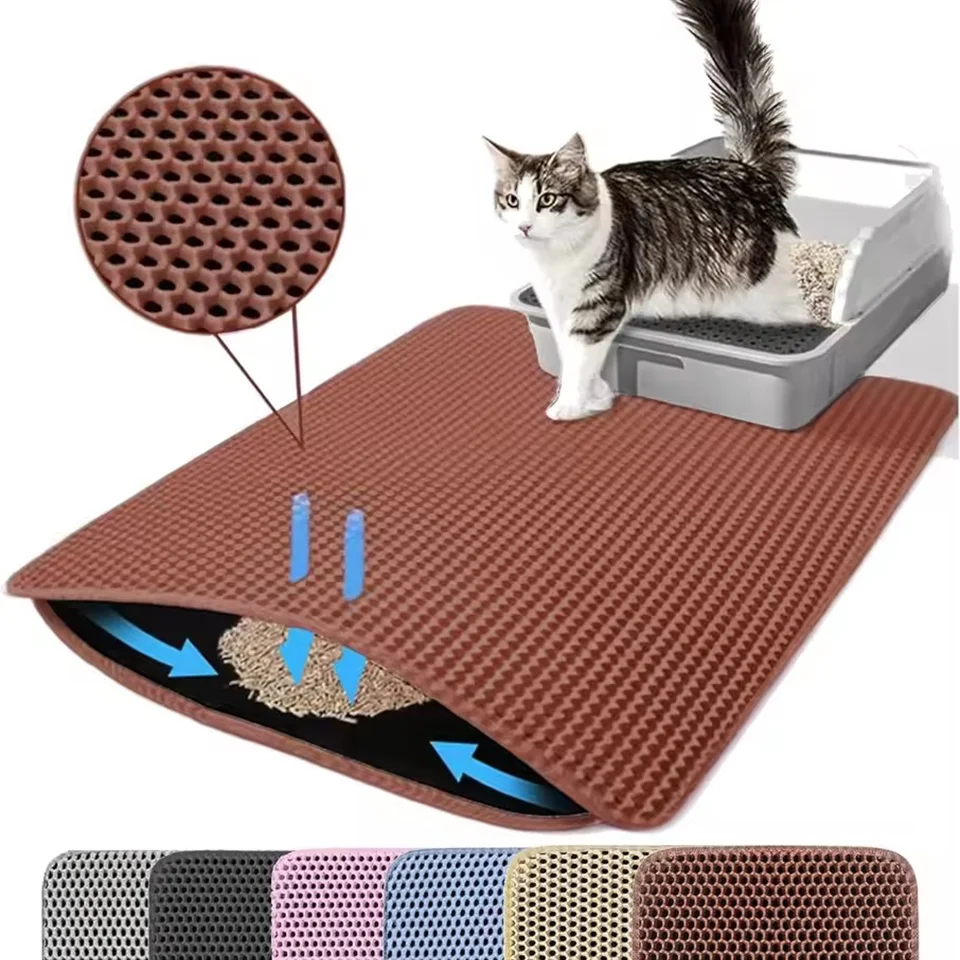 Katzenstreu-Matte Wasserdicht Doppelschichtig Haustier-Toilettenmatte Rutschfeste Waschbare Reinigungsmatte für Katzen