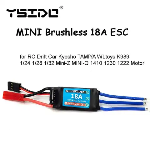YSIDO 미니 ESC RC 드리프트 카용 브러시리스 18A 속도 컨트롤러 Kyosho TAMIYA WLtoys K989 Mini-Z MINI-Q 1410 1230 1222 모터