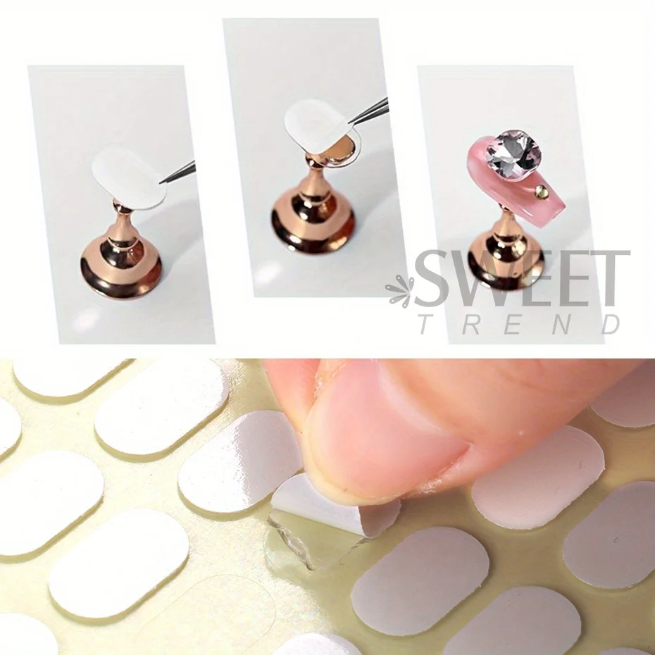 400 เคล็ดลับโปร่งใสเทปกาวสองหน้า Traceless เล็บจอแสดงผลวางฝึก Fixing ฐาน Jelly กาวเล็บเครื่องมือ