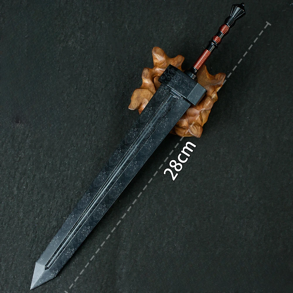 28cm/11.02in Eldenn Jogo Periférico Damasco Padrão de Aço Espada Gigante Arma de Metal Modelo Royal Samurai Kinfe Melee Brinquedos Artesanato