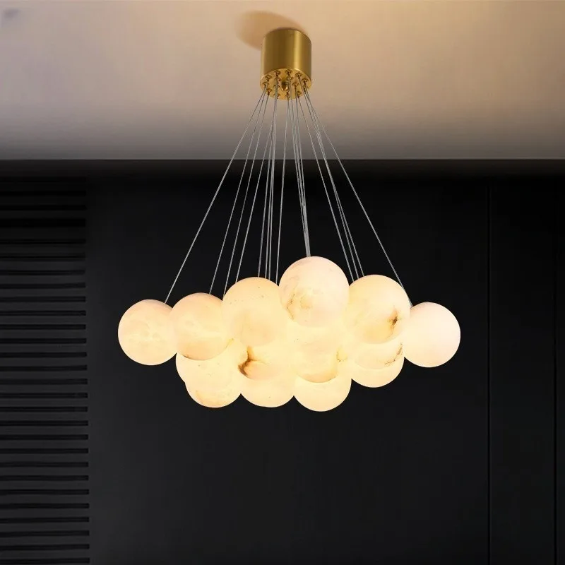 

Copper marble chandelier postmodern creative living room dining room duplex building home improvement Internet