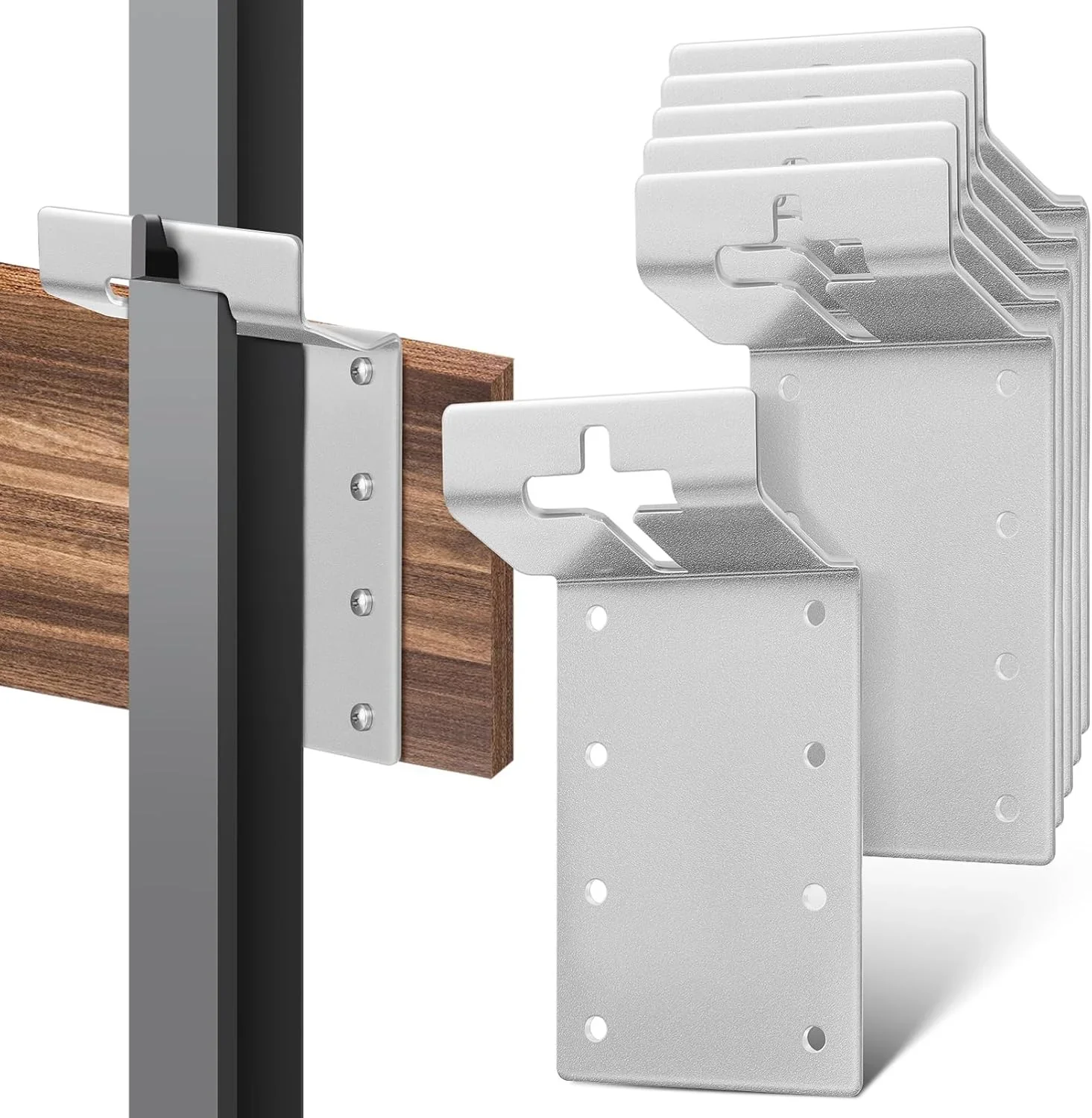 6PCS T Post Bracket Heavy Duty Metal Mounting Brackets for Mounting Signs Fence Plywood Mailbox Birdhouse Mounting Gardening