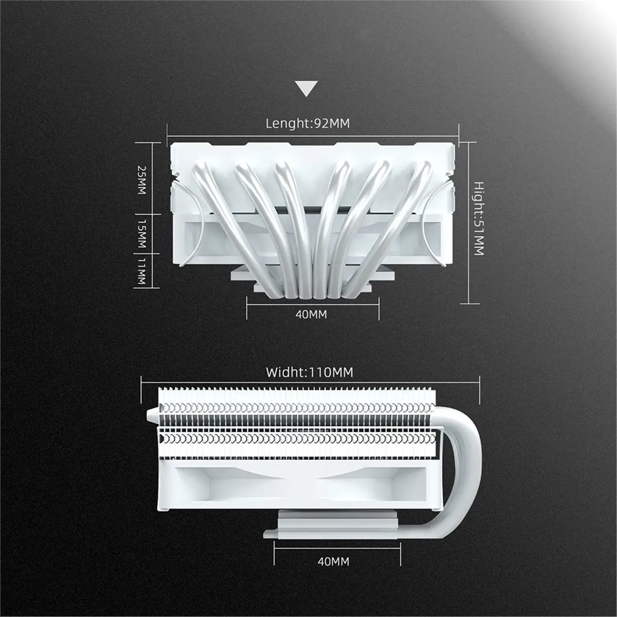 Low Profile 6 Heat Pipe CPU Cooler 51mm Height TDP160W Radiator for 1700/1200/115x/AM5 AM4 Mini ITX Case Black
