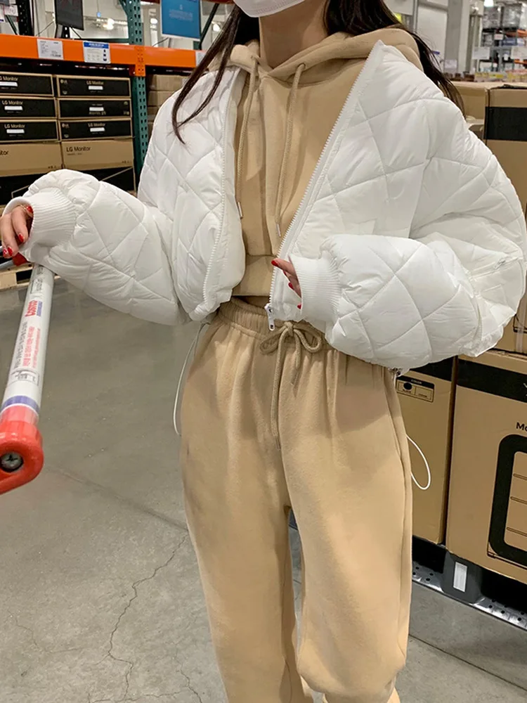 

Women's Fce Lined Hoodie Jaet Loose ort Autumn Winter Warm Elastic Waist Cuffed Casual Long Pants Set Streetwear