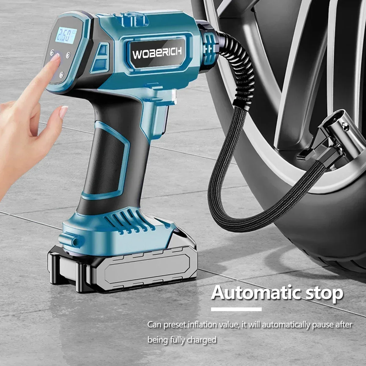 Luchtcompressor draagbare luchtpomp voor autoband / motorfiets / fiets / draadloze elektrische buitenpomp / voor Makita 18V batterij