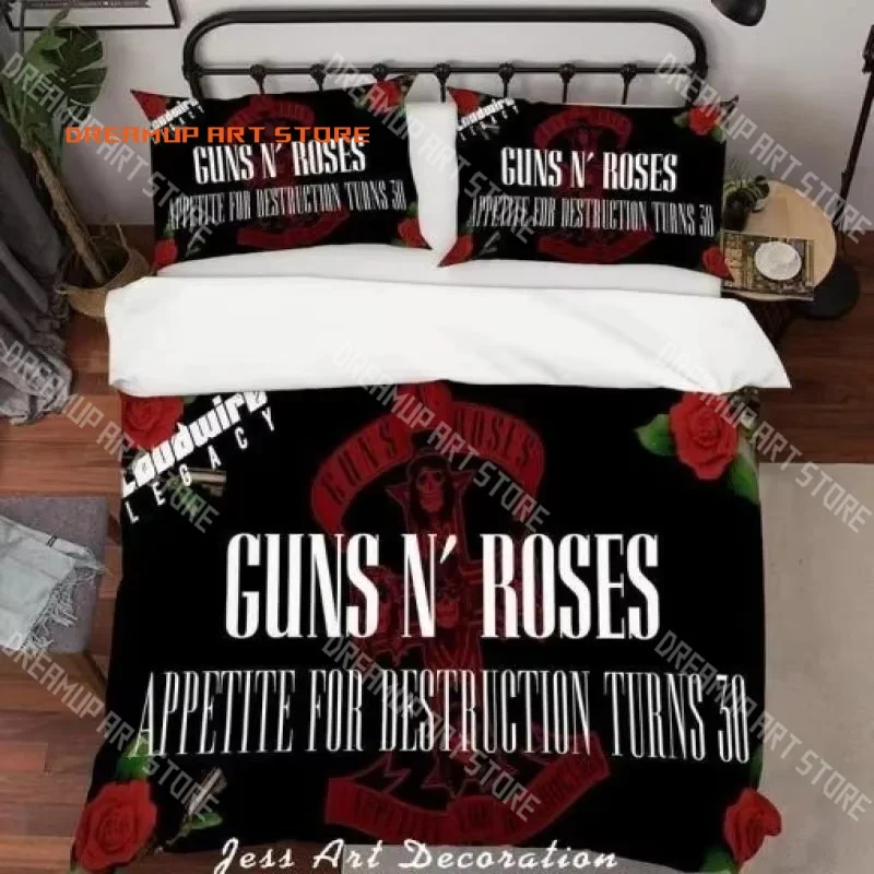 2026 3D Print Guns N' Roses Band Bedding Set Single Twin Full Queen King Size Bed Set Adult Kid Bedroom Duvetcover Set